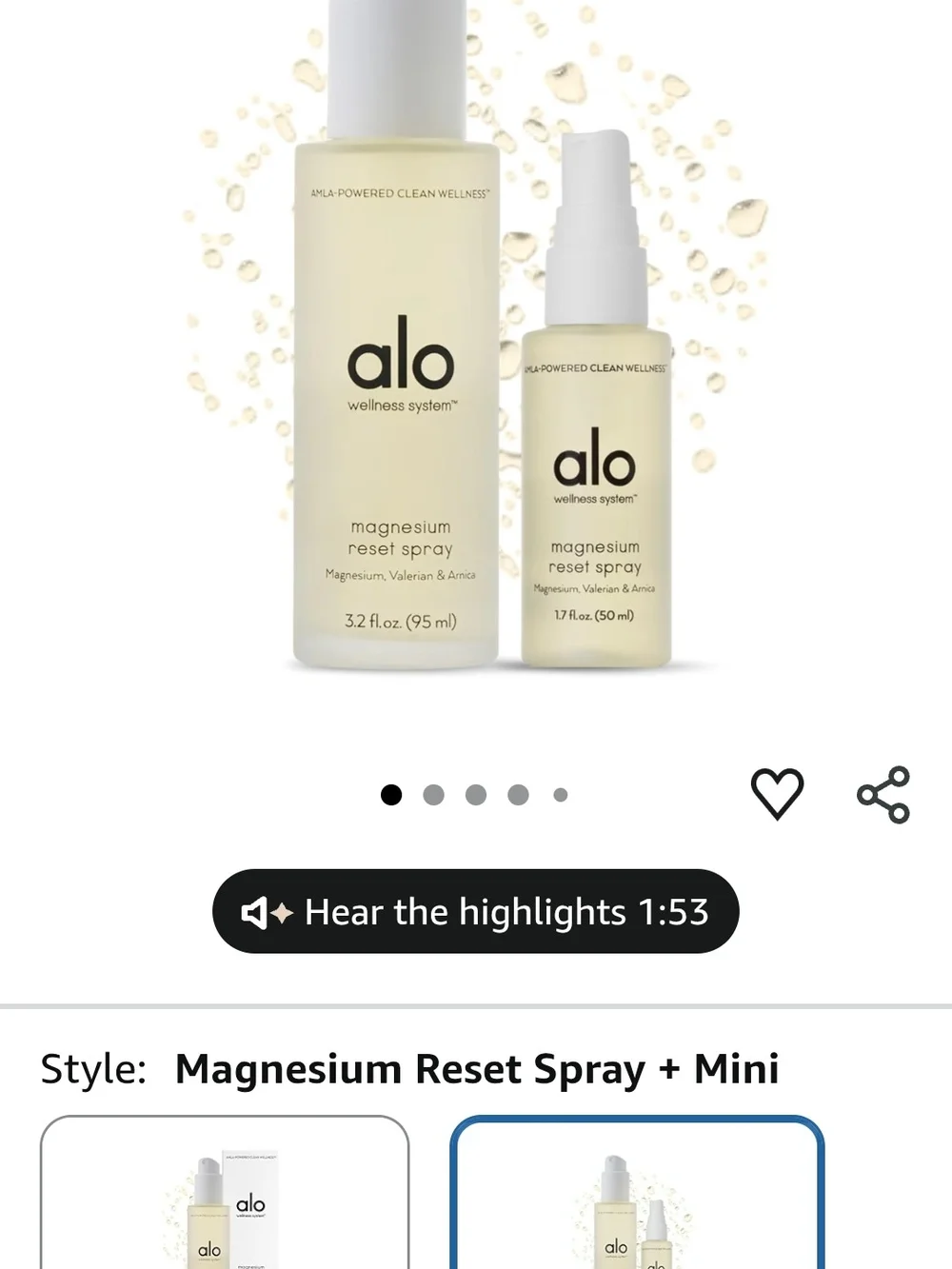 ALO Yoga Magnesium Reset Spray - 20 Bottles- 1.7fl 50ml Travel Size